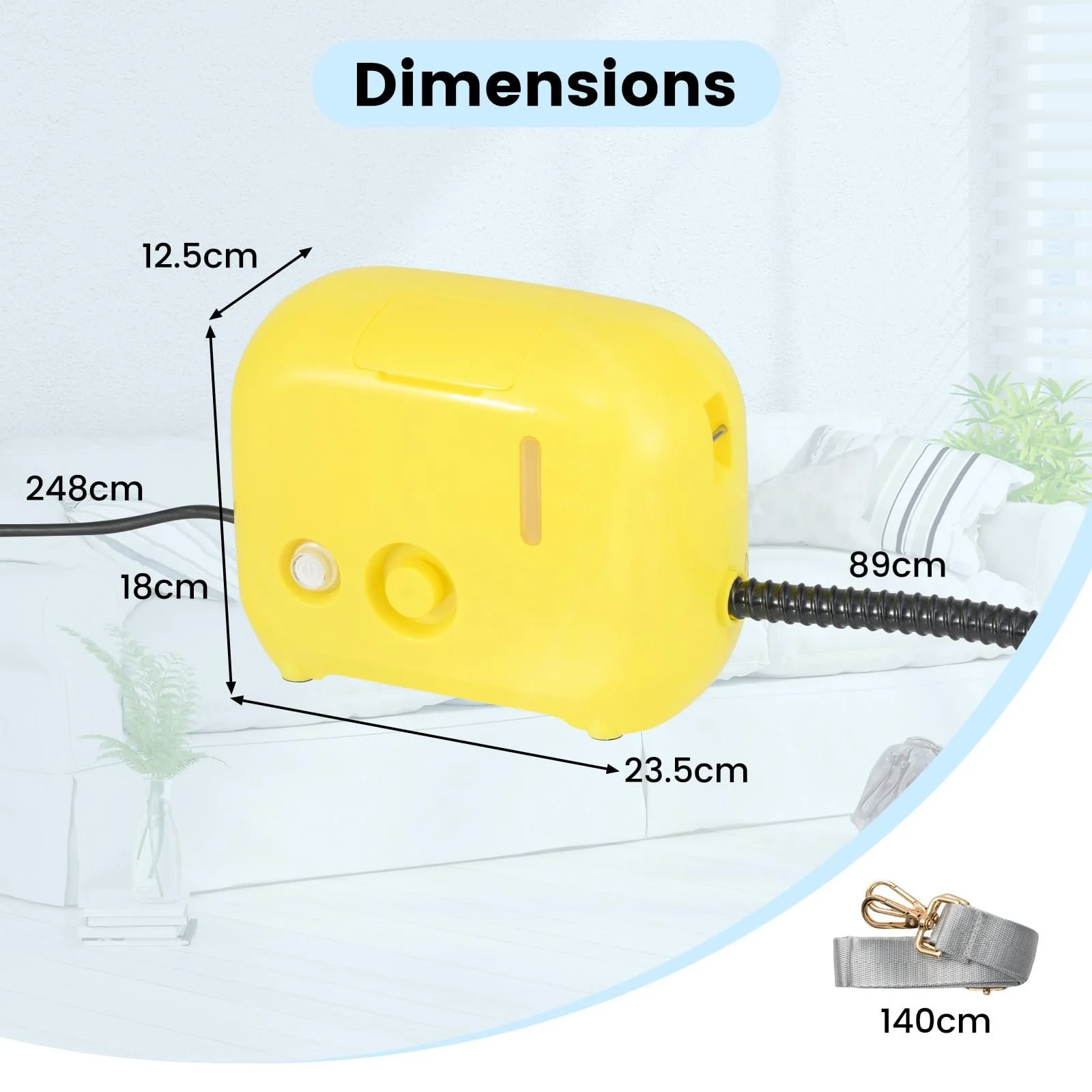 Пароочисник FANTASK 1600 Вт 10 аксесуарів Ремінь 3 бар 15 с 180°C 1000 мл Жовтий, фото №8