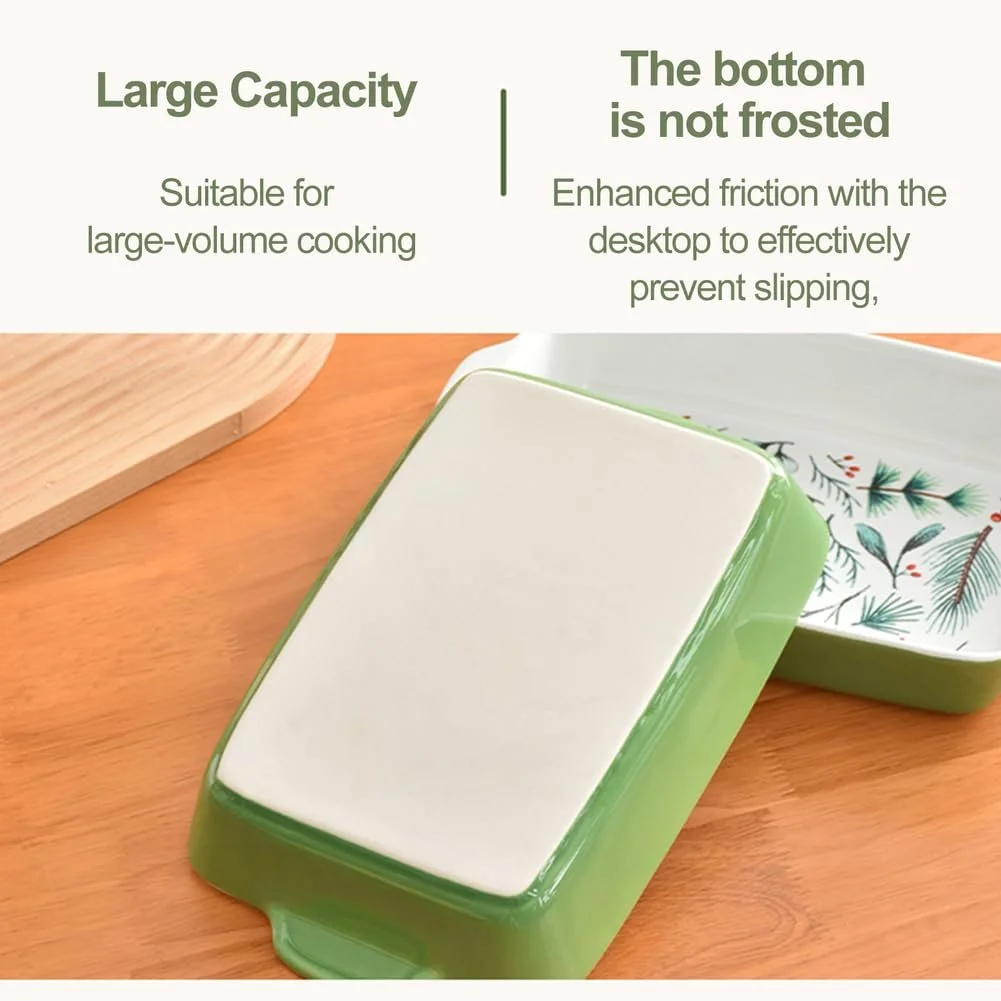 Форма для запекания Dxcaicc Прямоугольная керамическая с цветочным узором и ручками, фото №5