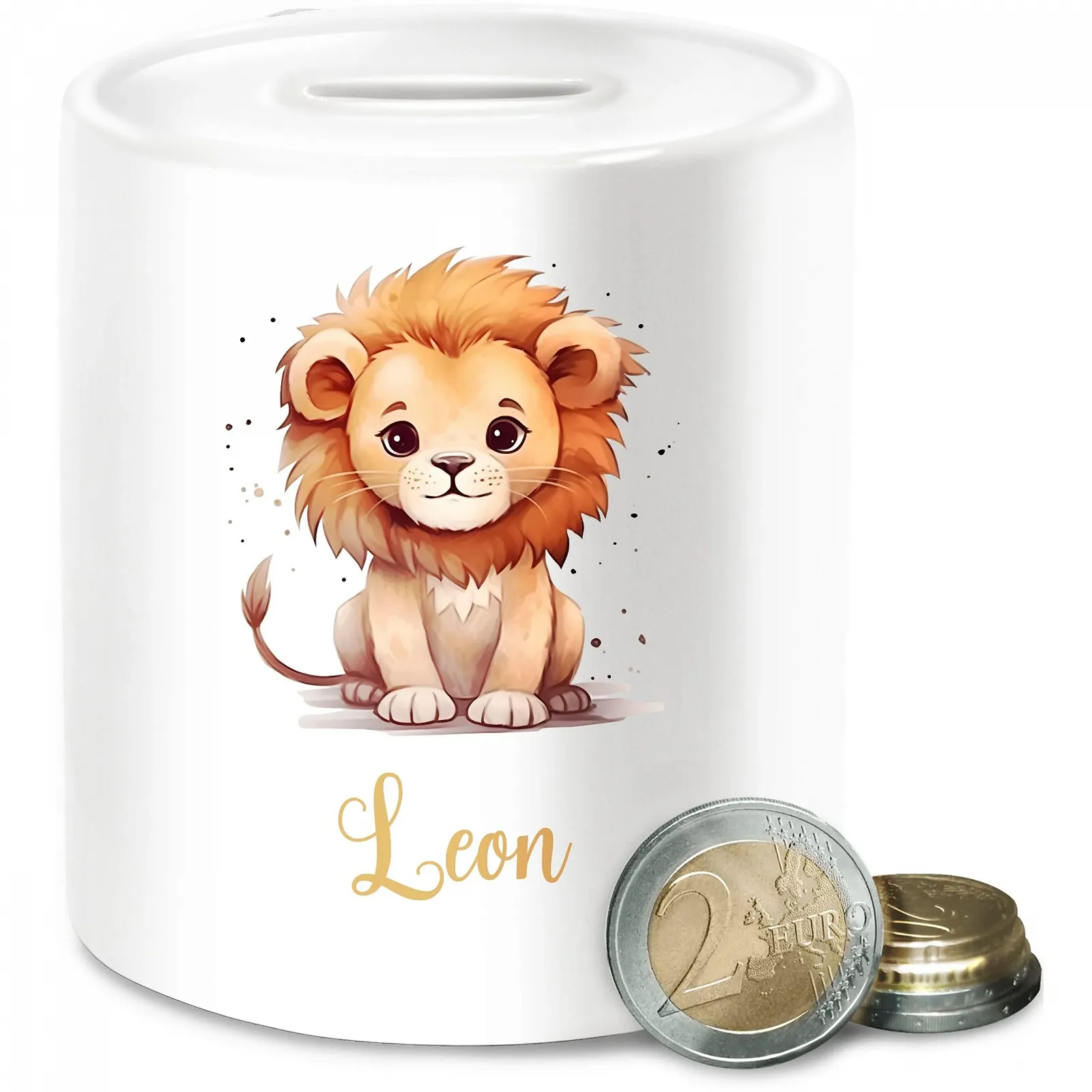 Скарбничка LEU керамічна з левом персоналізована, фото №1