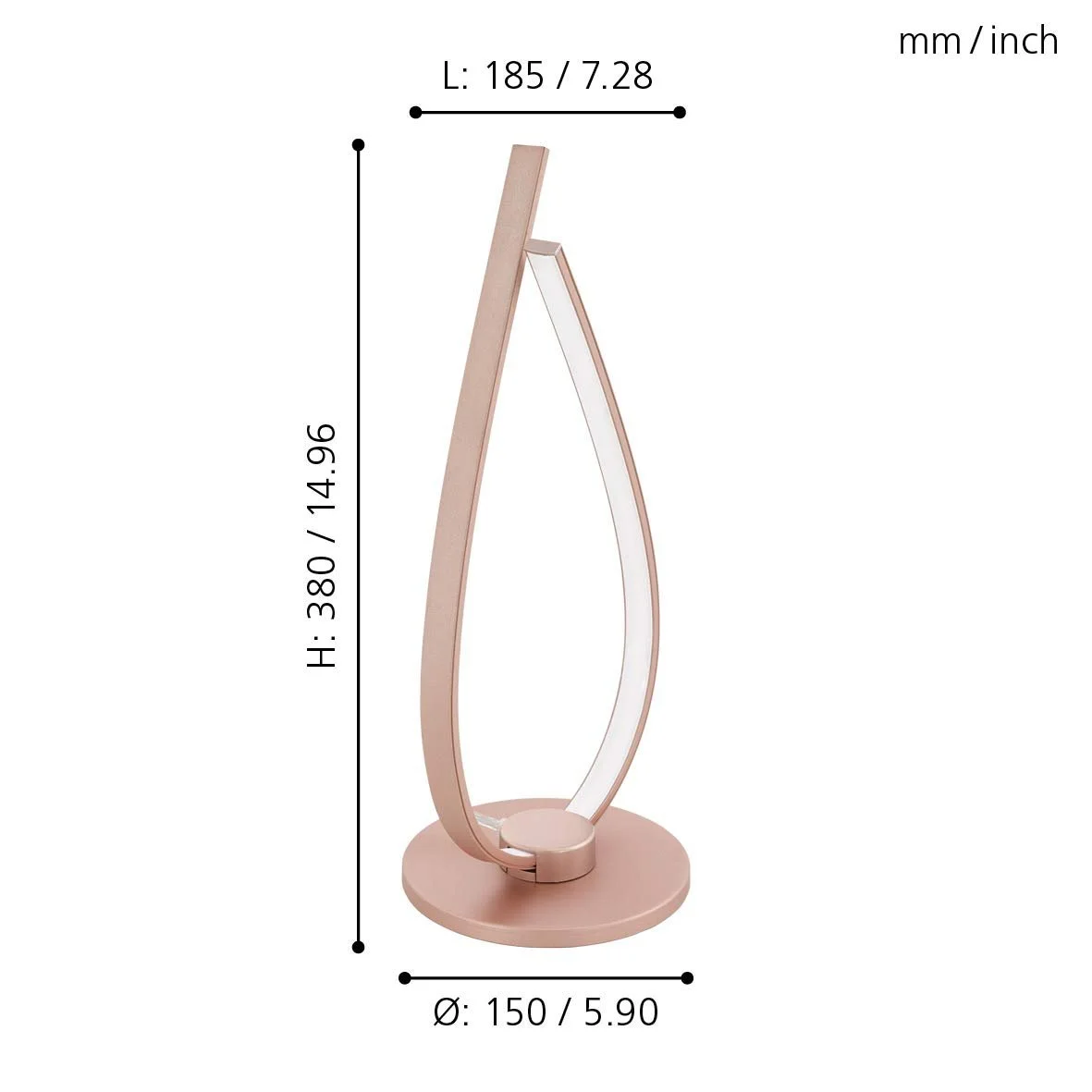 Настільна лампа EGLO Palozza LED алюмінієва Рожеве золото, фото №4