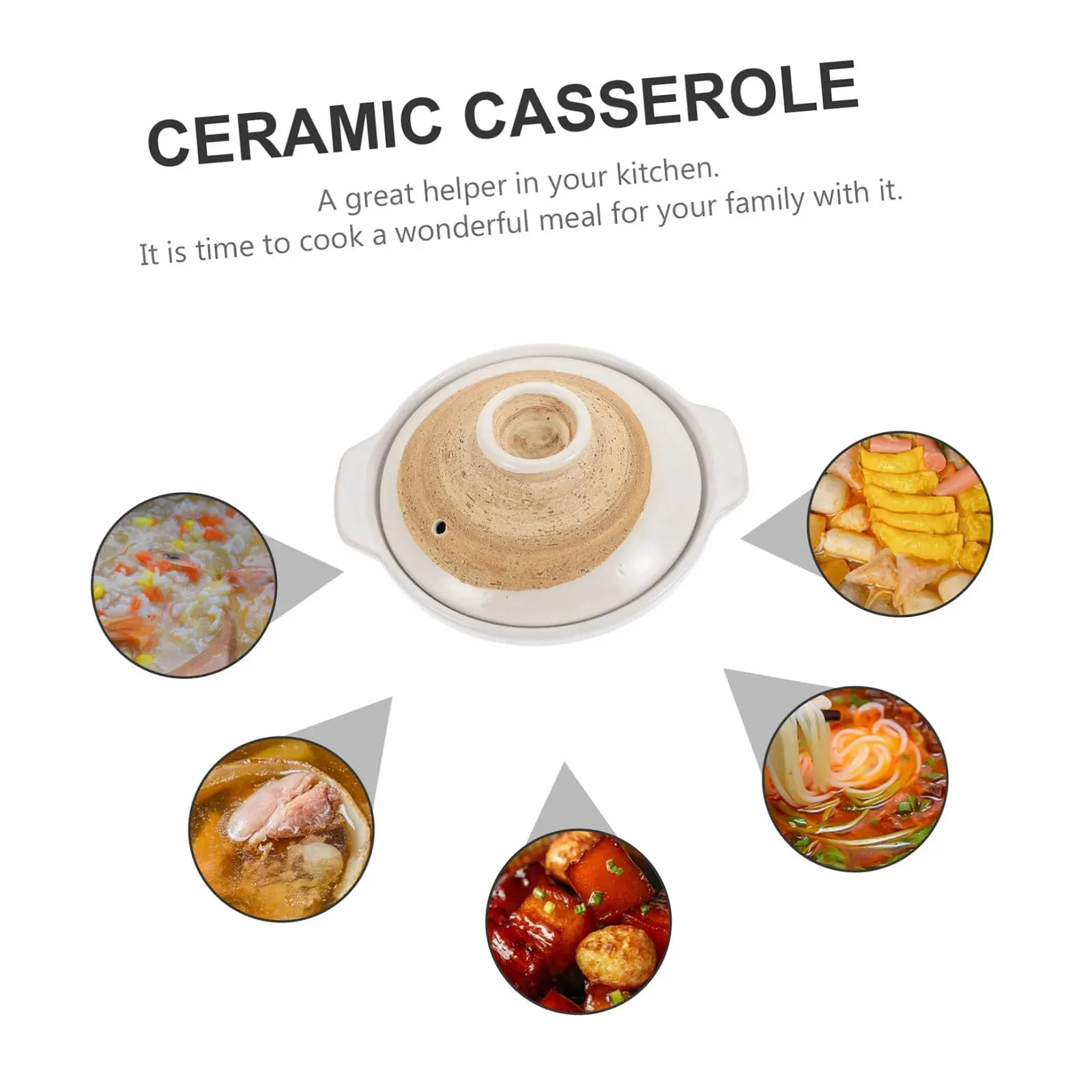 Каструля керамічна INOOMP Для рису та супу з ергономічними ручками, фото №9