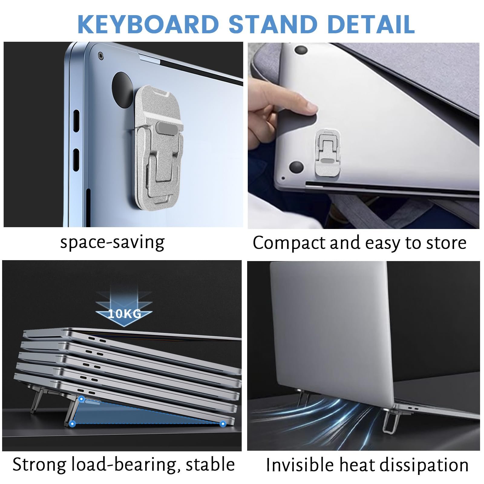 Подставка для ноутбука Mini Сплав для стола Подставка для компьютерной клавиатуры Серебряная Подставка для компьютера Невидимая Клейкая подставка для ноутбука, фото №5