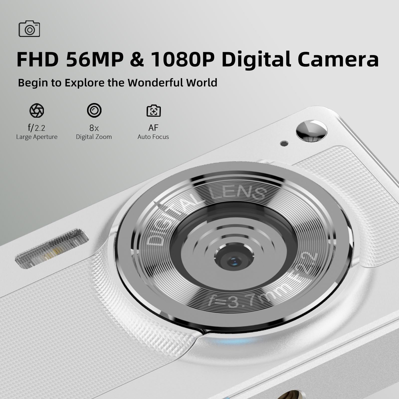 Цифровая камера 1080P FHD Компактная камера 56MP Оранжевый-белый, фото №3