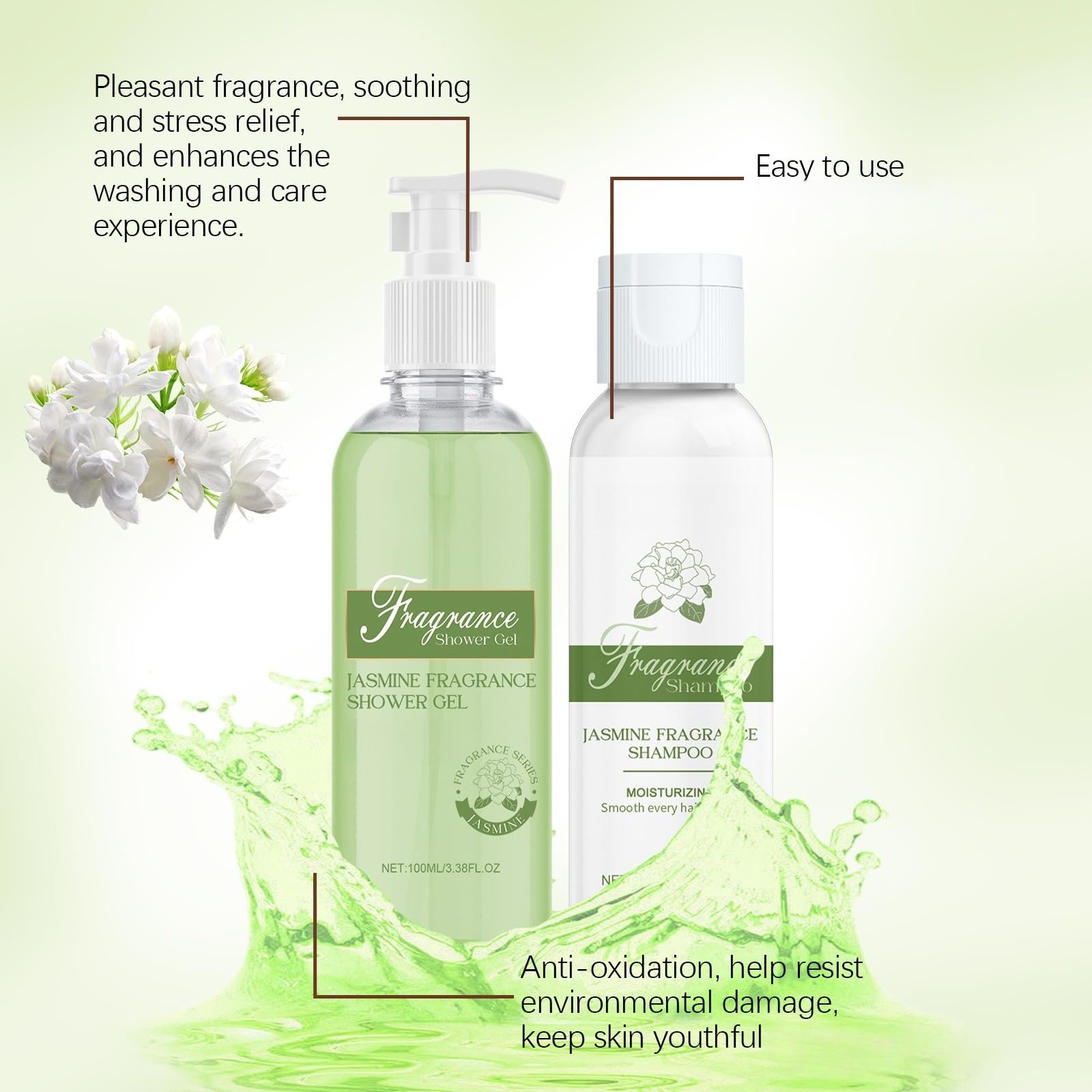 Гель для душу та шампунь Jasmine з поживною сироваткою зволожуючий 1 шт, фото №2