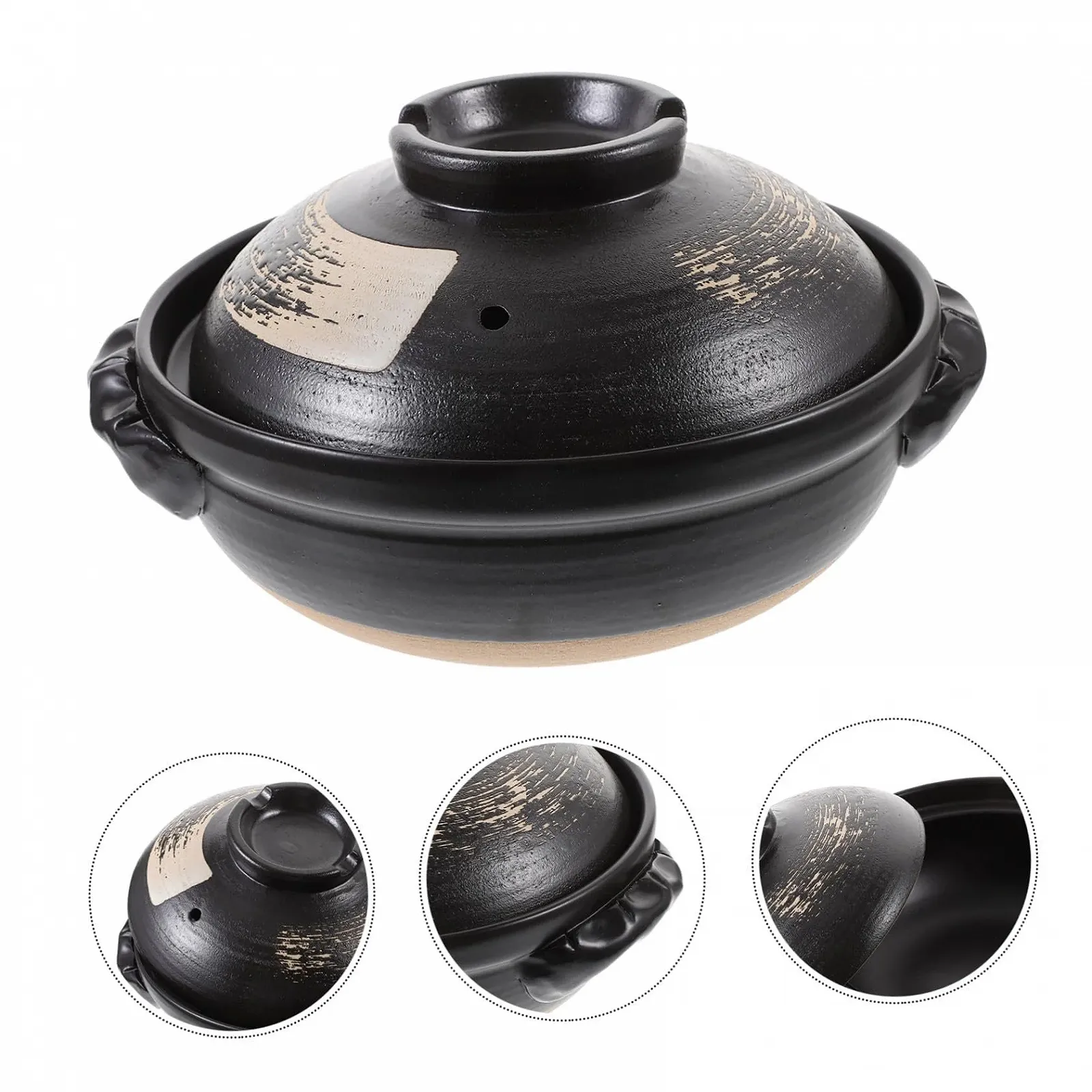 Кастрюля-жаровня керамическая 900 мл с вентиляционными отверстиями глазурованная термостойкая, фото №9