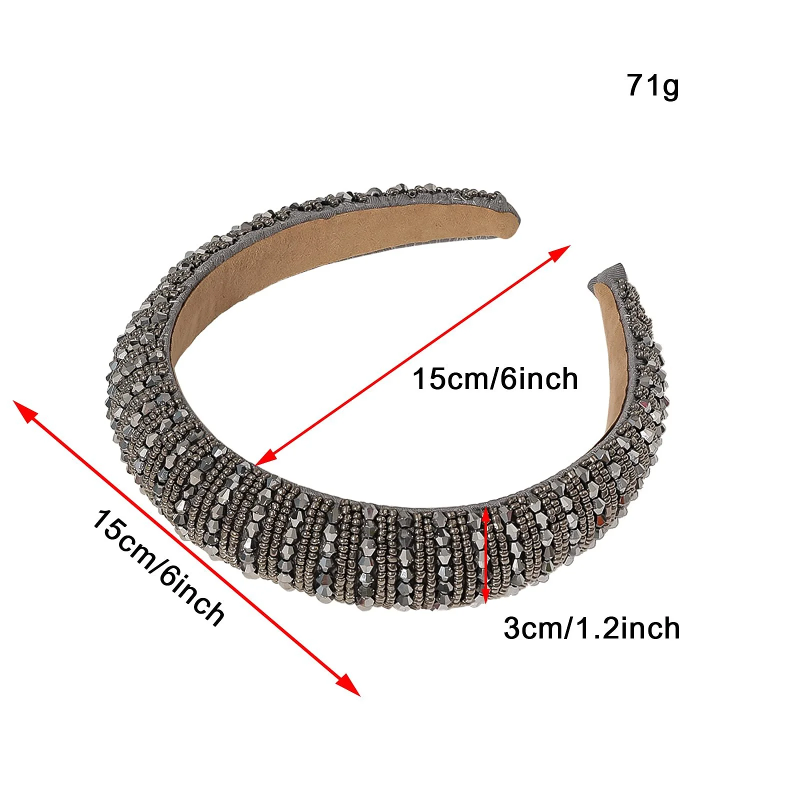 Обруч для волосся з кристалами та штучними перлинами, широкий, фото №2 Обруч для волосся з кристалами та штучними перлинами, широкий, фото №2