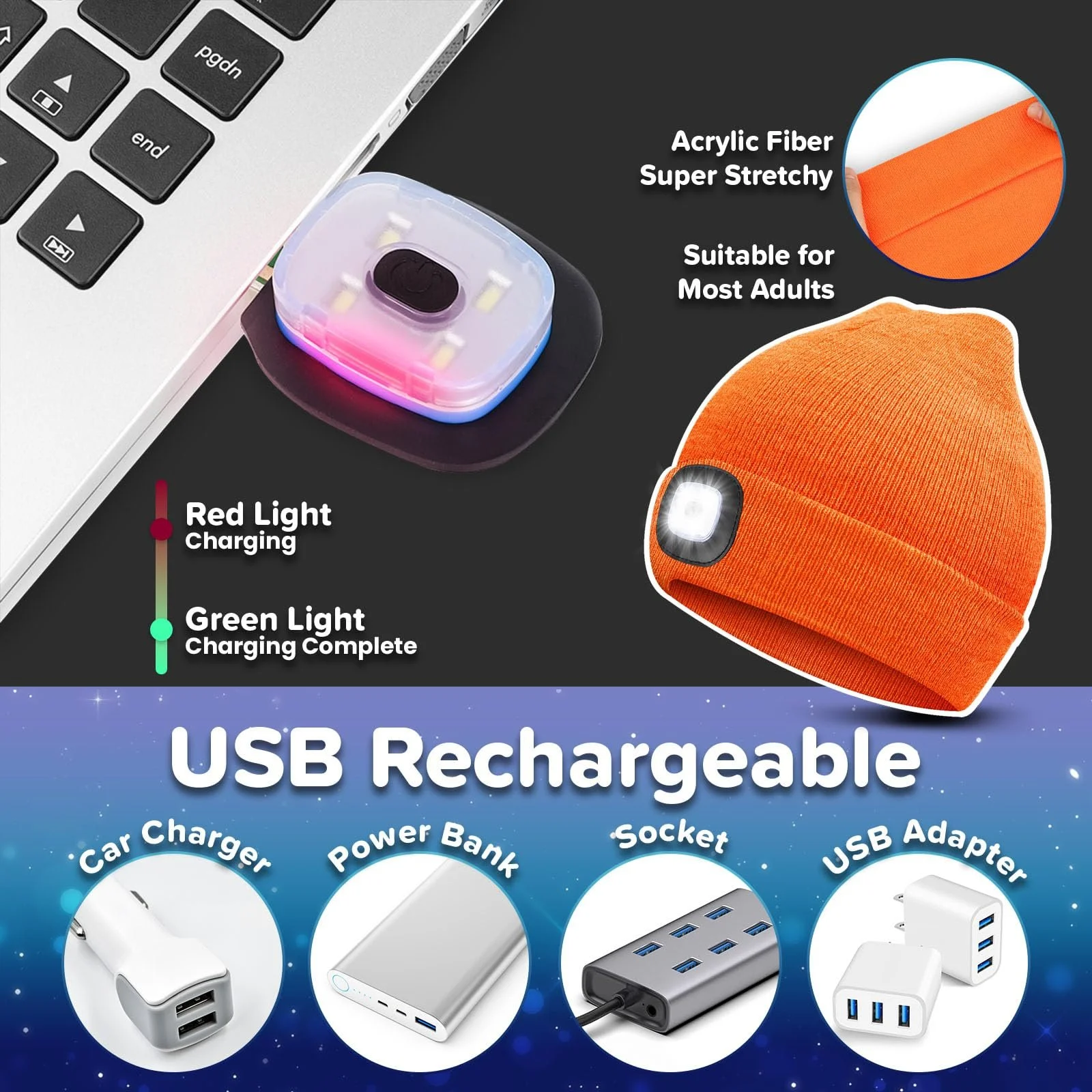 Детская новогодняя шапка с LED подсветкой Richaa, фото №5