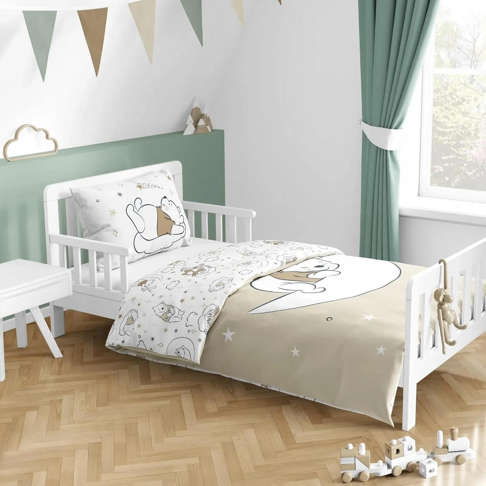 Постільна білизна MTOnlinehandel Winnie the Pooh 100 x 135 см, дитяча постільна білизна, 100% бавовна, 1 наволочка 40 x 60 см + підодіяльник 100 x 135 см (Вінні), фото №5