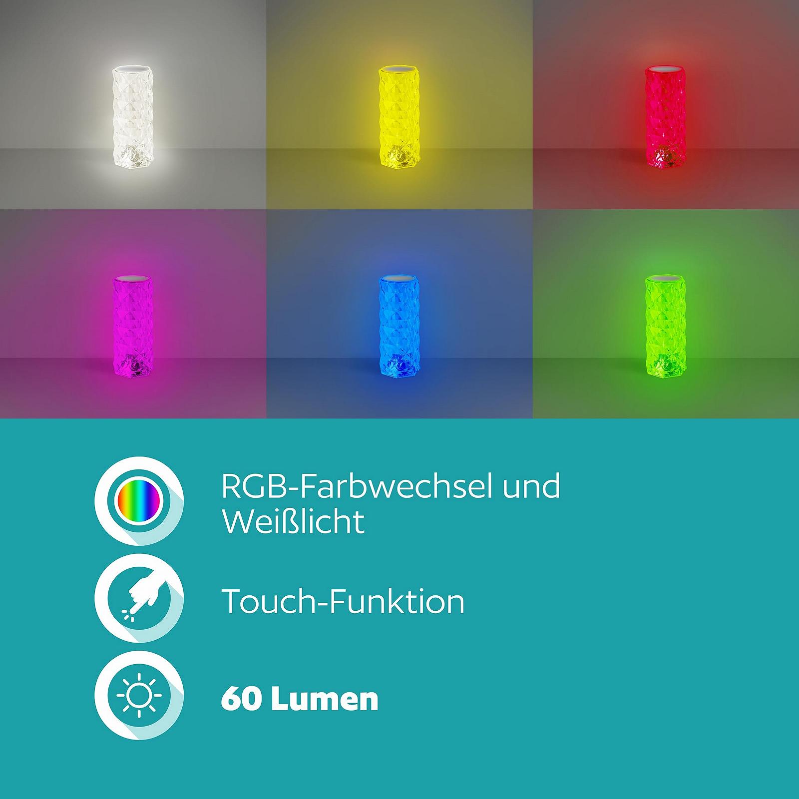 Настільна лампа EGLO Lucignano LED RGB Акумуляторна Сенсорна Прозорий, фото №5