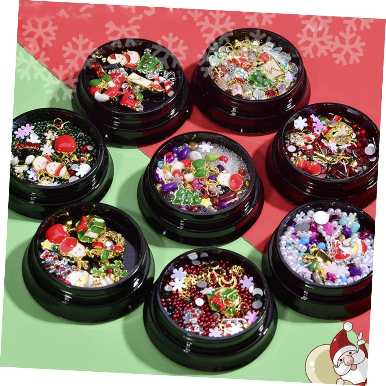 Наклейки для ногтей Рождественские Beavorty Стразы для маникюра Снежинки Santa Жемчуг Украшения для DIY дизайна ногтей Аксессуары, фото №6