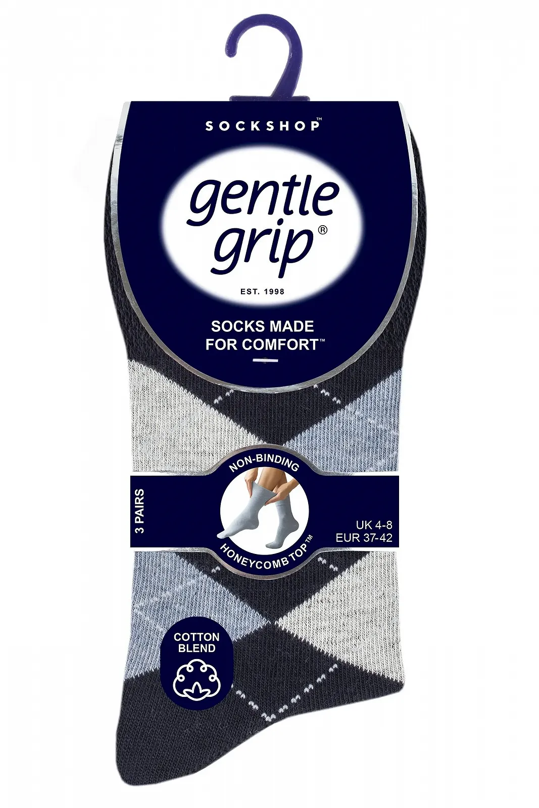 Шкарпетки Argyle Gentle Grip Жіночі 3 пари Бавовна, фото №2