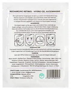 Патчи для глаз YEAUTY Recharging Retinol, с антивозрастной сывороткой, уменьшают мелкие морщинки, интенсивное увлажнение synthetic.ua - Фото 1