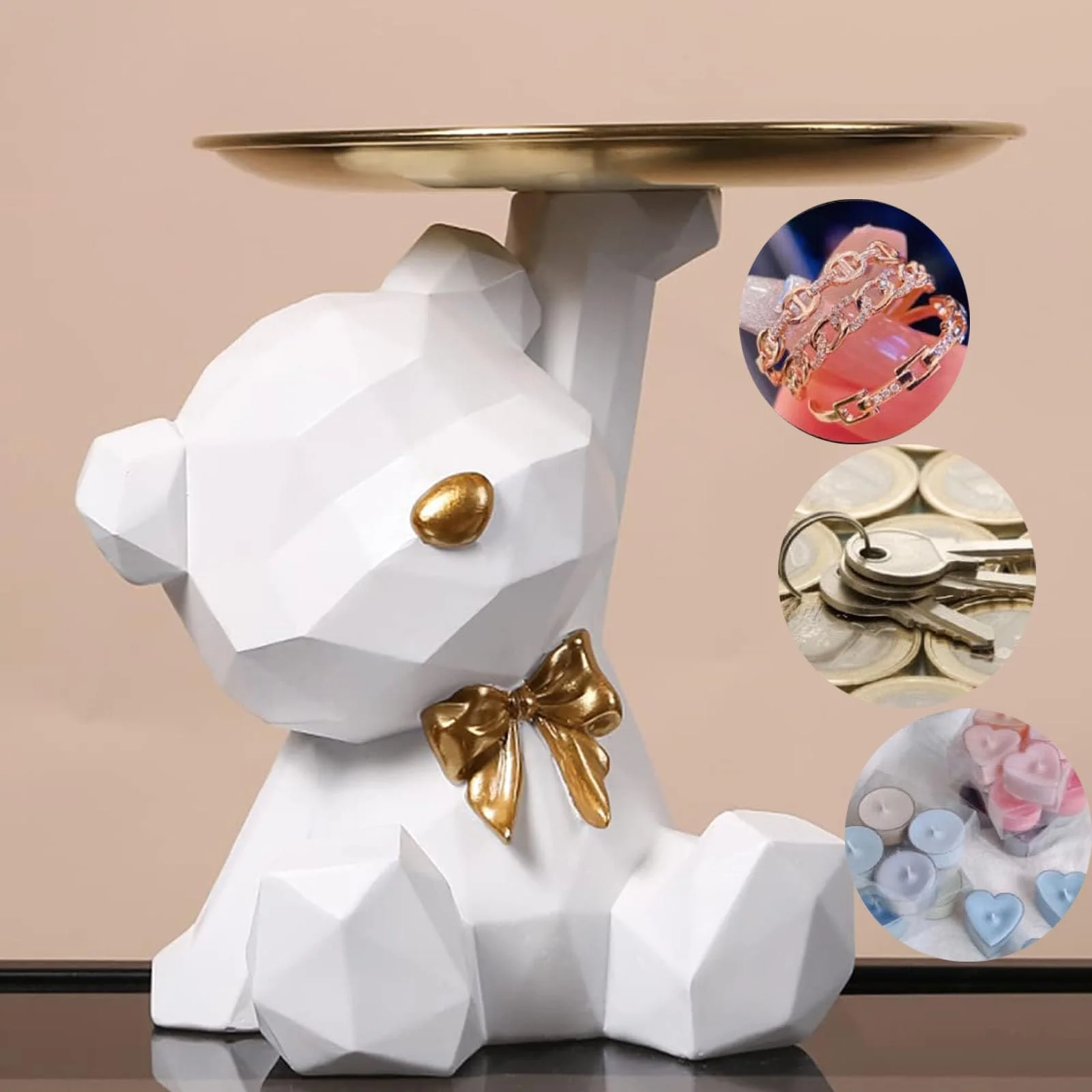 Скульптура с подносом Медведь, Декоративный поднос для гостиной, фото №5