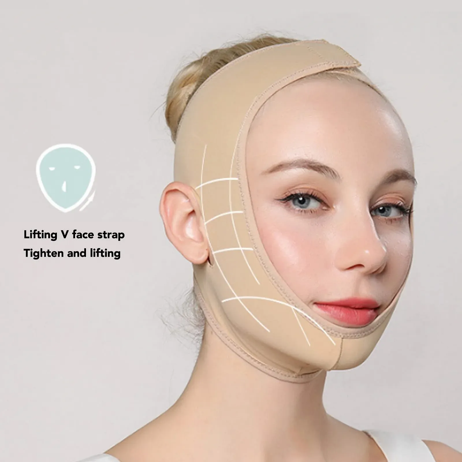 Маска для підтяжки обличчя V-подібна, пояс для схуднення обличчя (2 шт. в упаковці), фото №3