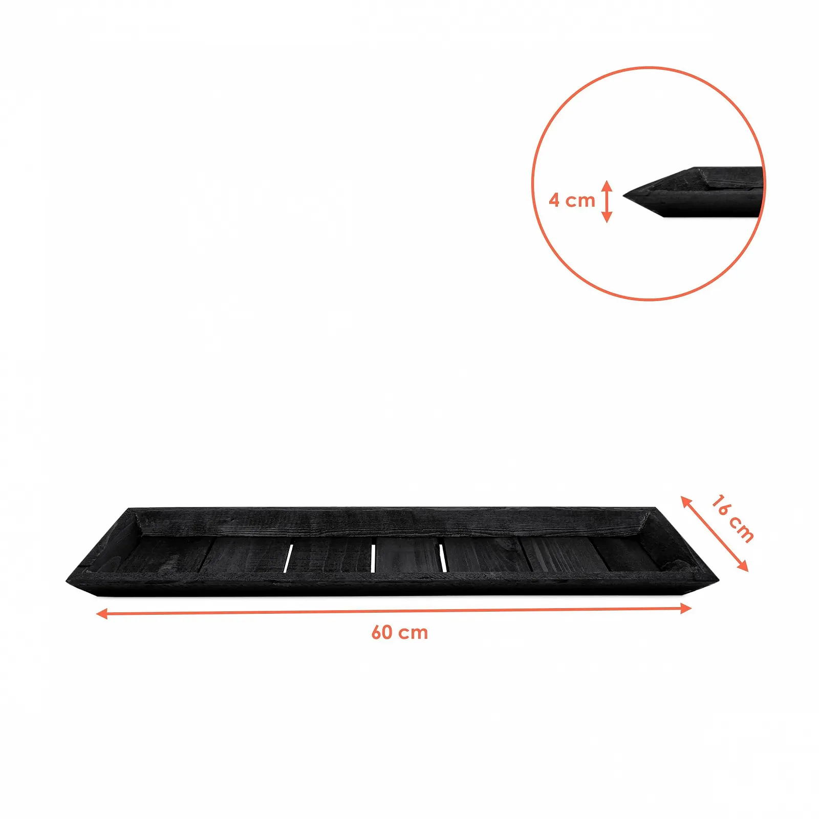 Декоративний дерев'яний піднос прямокутний Spetebo, чорний, фото №2 Декоративний дерев'яний піднос прямокутний Spetebo, чорний, фото №2