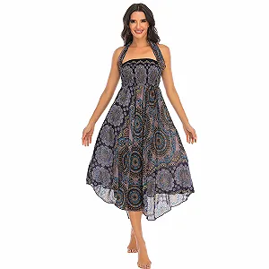 Юбка макси Kuukaas Летнее пляжное платье Женская длинная летняя юбка Женская с высокой талией Цветочный узор One Size synthetic.ua - Фото 1