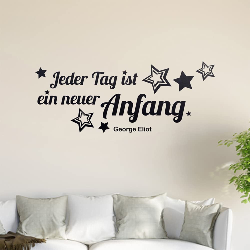 Наклейка на стену Jedeer Day Is A New Beginning 60 x 24 см Черный, фото №1