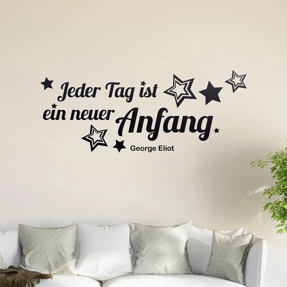 Наклейка на стену Jedeer Day Is A New Beginning 60 x 24 см Черный, фото №1