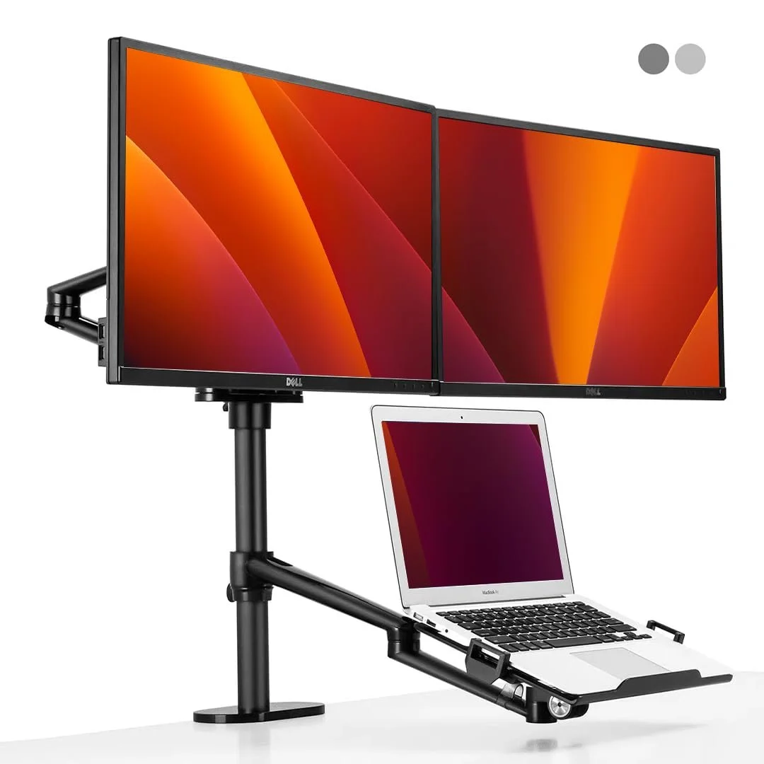 Підставка для ноутбука та двох моніторів 3-в-1 Alberenz Регульована для екранів 12-17 дюймів для ноутбуків і 17-32 дюймів для моніторів, фото №1