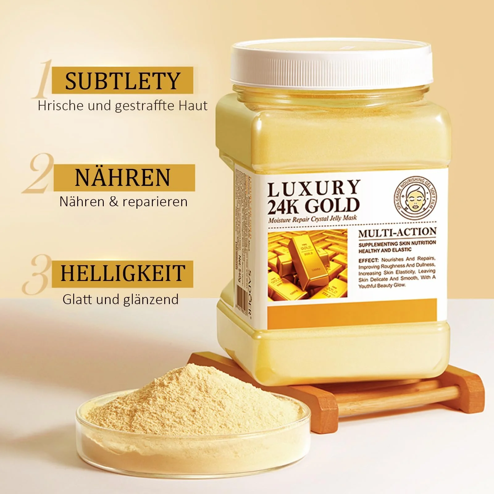 Маска для обличчя плівкова 24K Gold 540 г Золотистий, фото №3