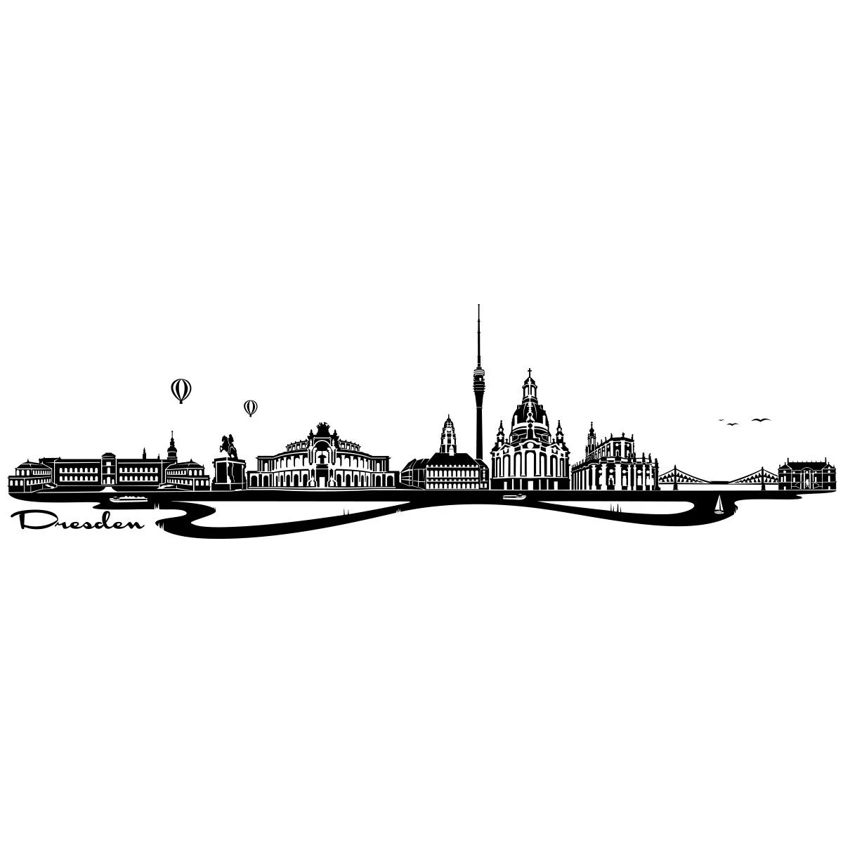 Наклейка на стену Wandkings Панорама Дрездена Виниловая 125 x 35 см, фото №3