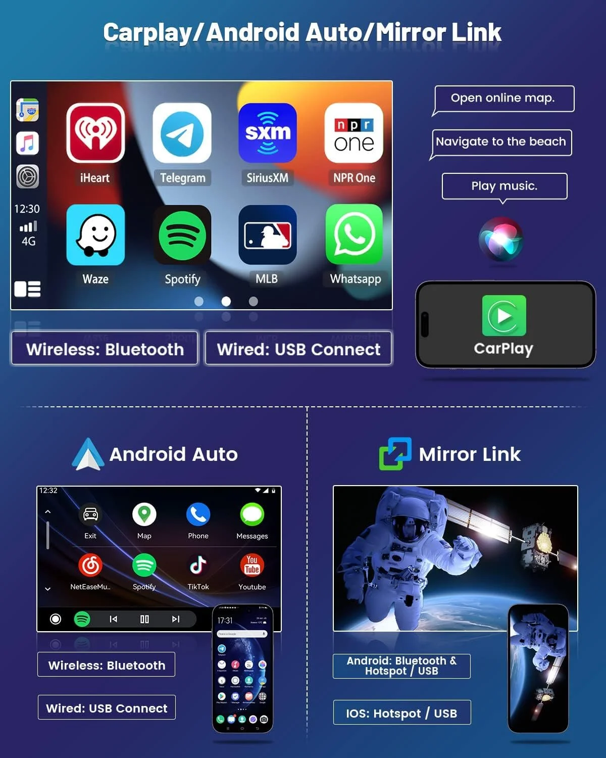 Штатная автомагнитола Hikity для Opel Corsa Astra Meriva Vivaro Combo Antara / 7" / Сенсорная / 2/32Гб / Android 13 / Apple CarPlay / Android Auto / Bluetooth / WI-FI / GPS / USB, фото №3