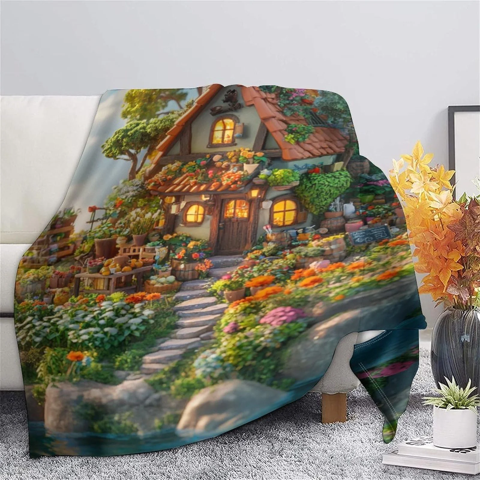 Плед Sea Hut Микрофибра Флис Мягкий Теплый Скандинавский Сталь 3D, фото №6