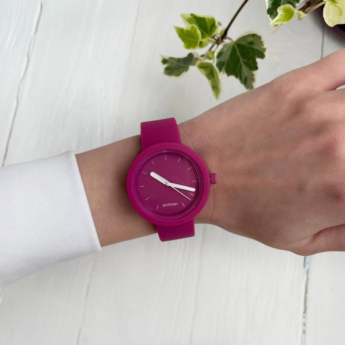 Женские силиконовые часы-конструктор actimer фуксия ремешок циферблат Mate magenta, фото №2 Женские силиконовые часы-конструктор actimer фуксия ремешок циферблат Mate magenta, фото №2