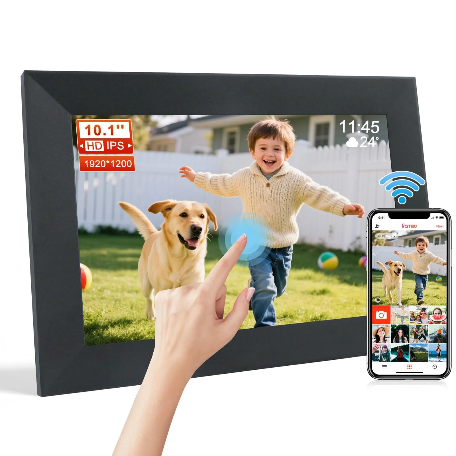 Цифровая фоторамка Frameo WiFi 10.1" 1920 x 1200 HD IPS Touchscreen 16 GB Черный, фото №1