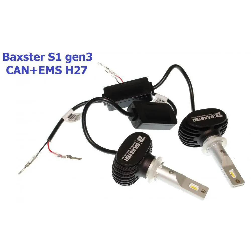 Світлодіодні лампи Baxster S1 gen3 H27 6000K CAN EMS пара, фото №1