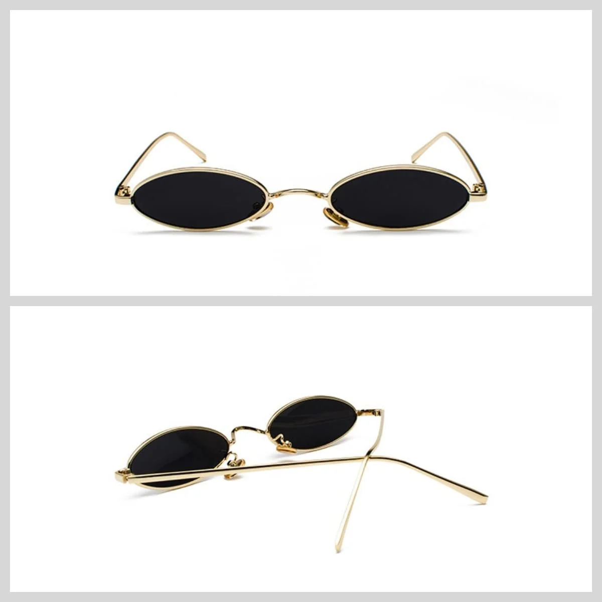 Солнцезащитные Очки Овальные Ретро QVKUUT Металлические Классические Защита от УФ, фото №2
