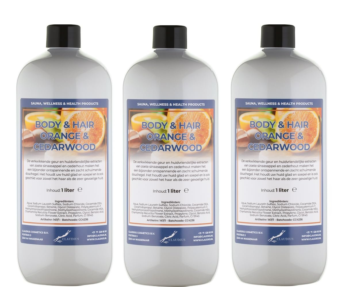 Засіб 2 в 1 для тіла та волосся Sweet Orange & Cedarwood 1 л (3 шт.), фото №1