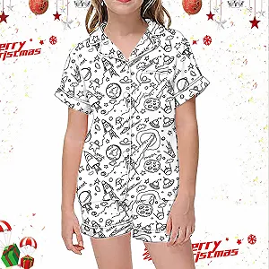 Дитяча піжама для розфарбовування White Cartoon Print Art Dyeing synthetic.ua - Фото 1