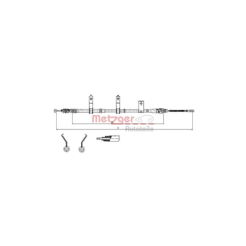 Трос стояночного тормоза METZGER 17.6031 для KIA задний правый, фото №1