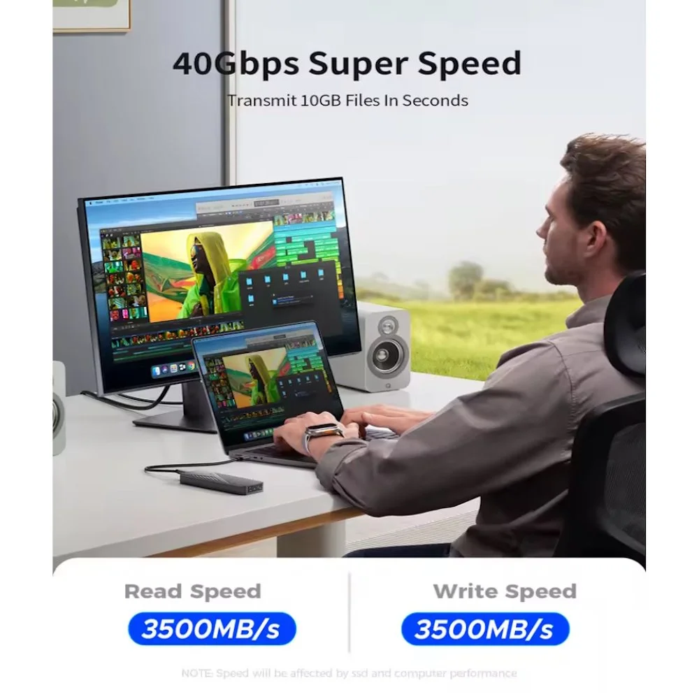 Внешний карман ORICO CNM2-U4 40Gbps M.2 NVMe SSD to USB4, Thunderbolt 4 Grey, фото №2 Внешний карман ORICO CNM2-U4 40Gbps M.2 NVMe SSD to USB4, Thunderbolt 4 Grey, фото №2