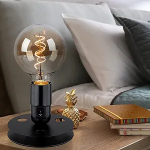 Настольная лампа GLOBO LIGHTING Vintage Industrial без абажура 1 x E27 12 x 9 см черная synthetic.ua - Фото 1