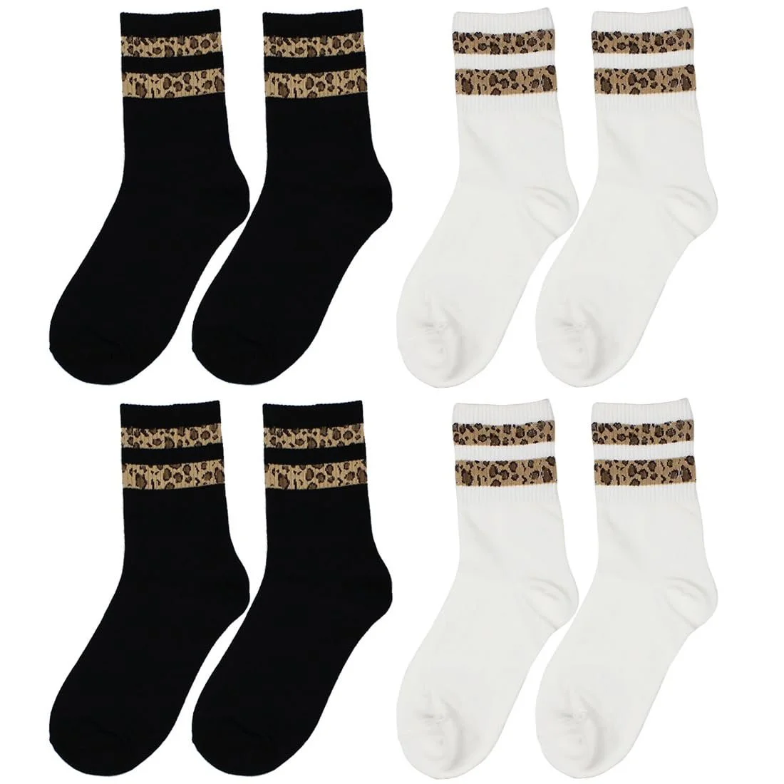 Шкарпетки Спортивні з Леопардовим Принтом для Жінок, 4 пари, фото №1