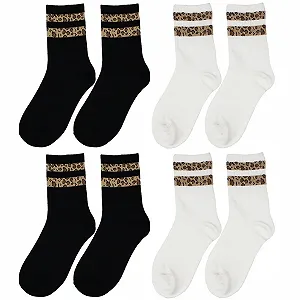 Шкарпетки Спортивні з Леопардовим Принтом для Жінок, 4 пари - Фото 1