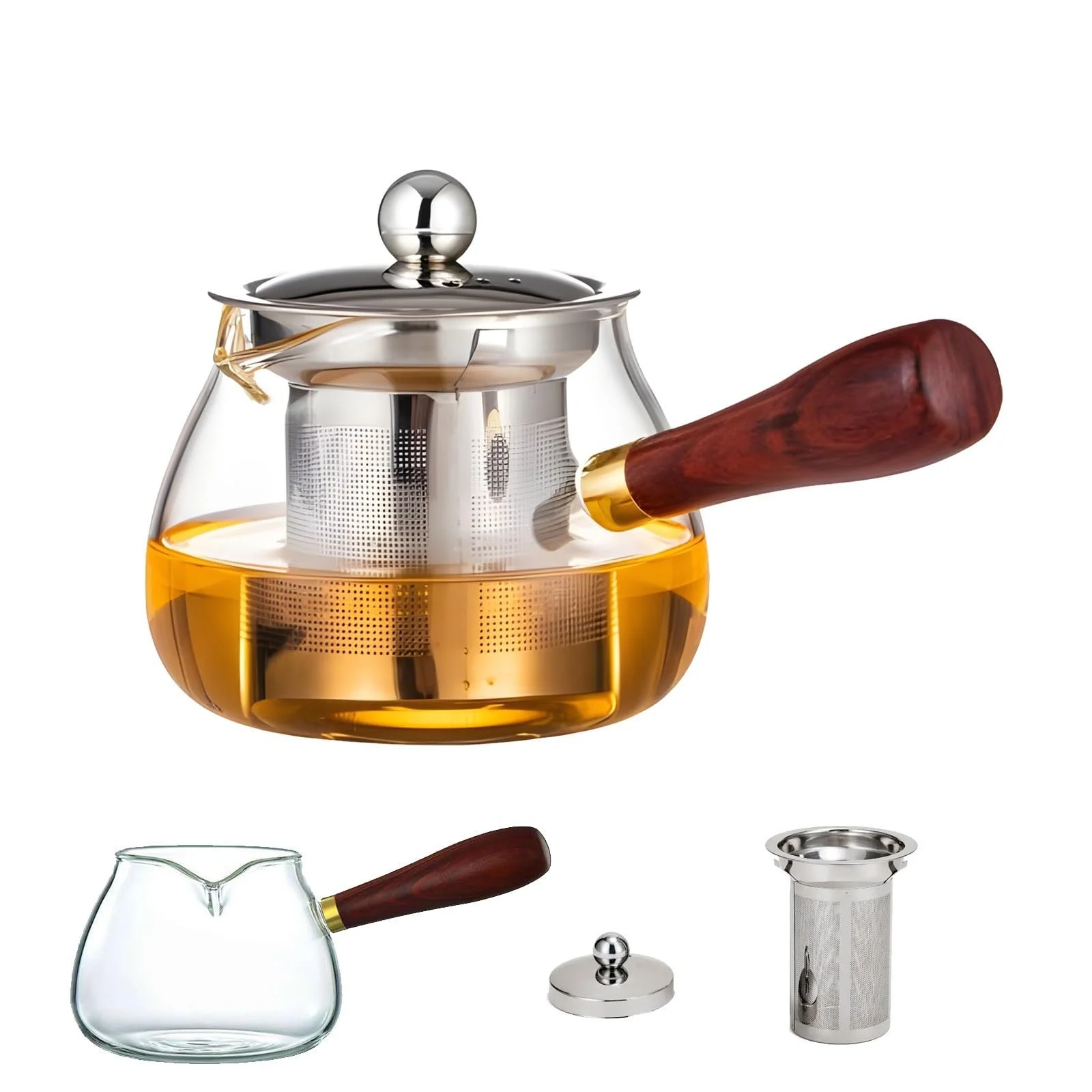 Скляний Чайник-заварник з ситечком  Clear Glass Teapots with Infuser for Loose Tea 380 мл, фото №1