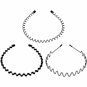 Набір металевих обручів для волосся 3 шт, Чорний - Фото 1