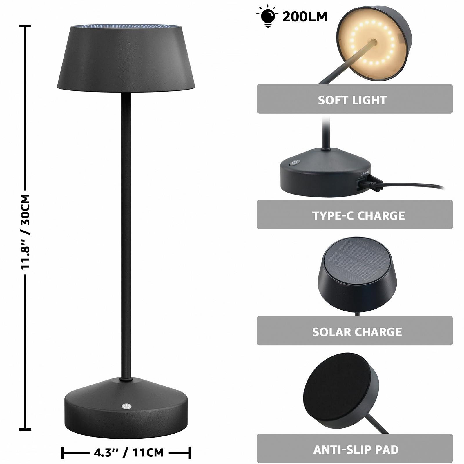 Настільна лампа Solar LED Outdoor 3000 K Touch Switch 2-in-1 Rechargeable IP44, фото №4