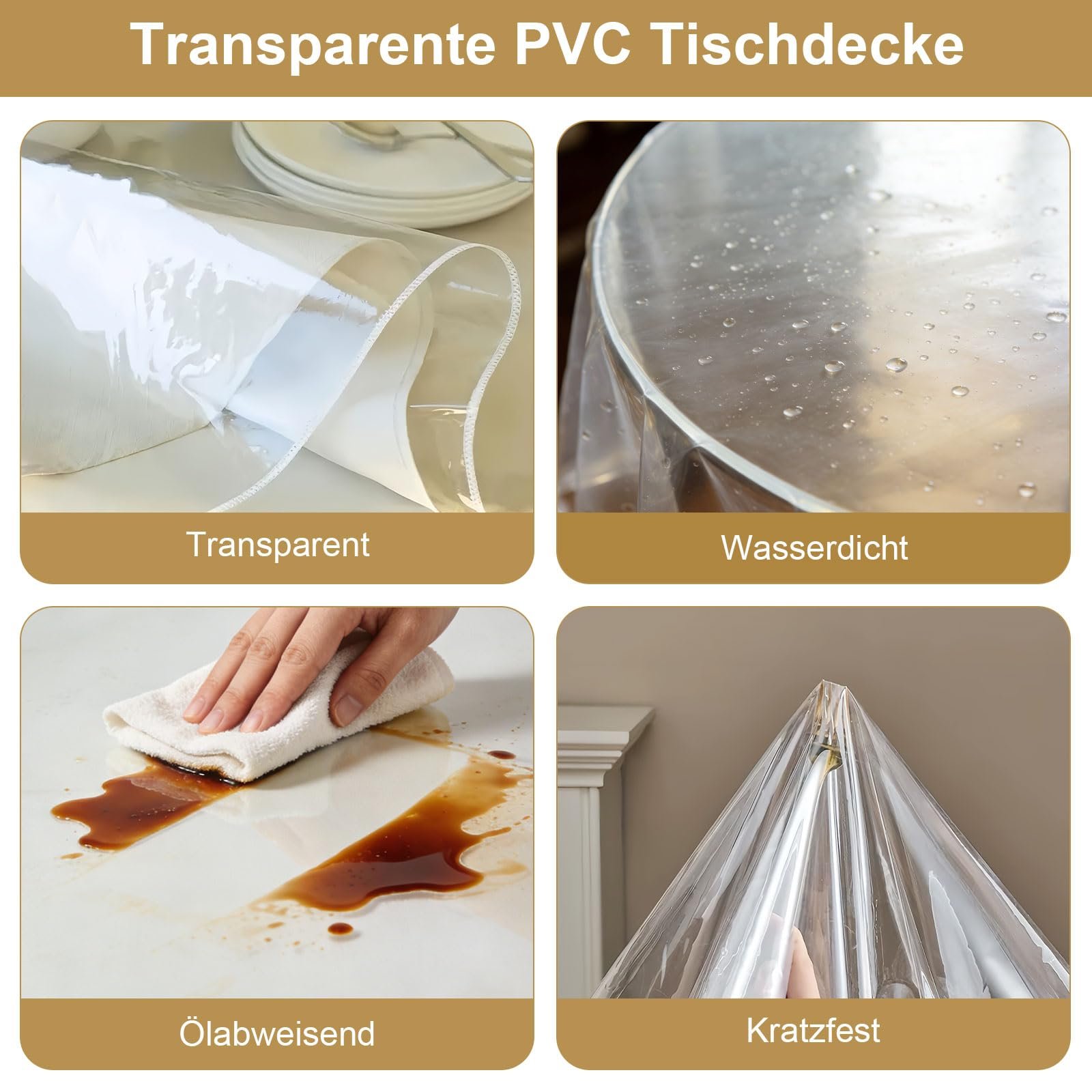 Скатертина Round PVC Transparent 0.02 мм 152 x 152 см, фото №2