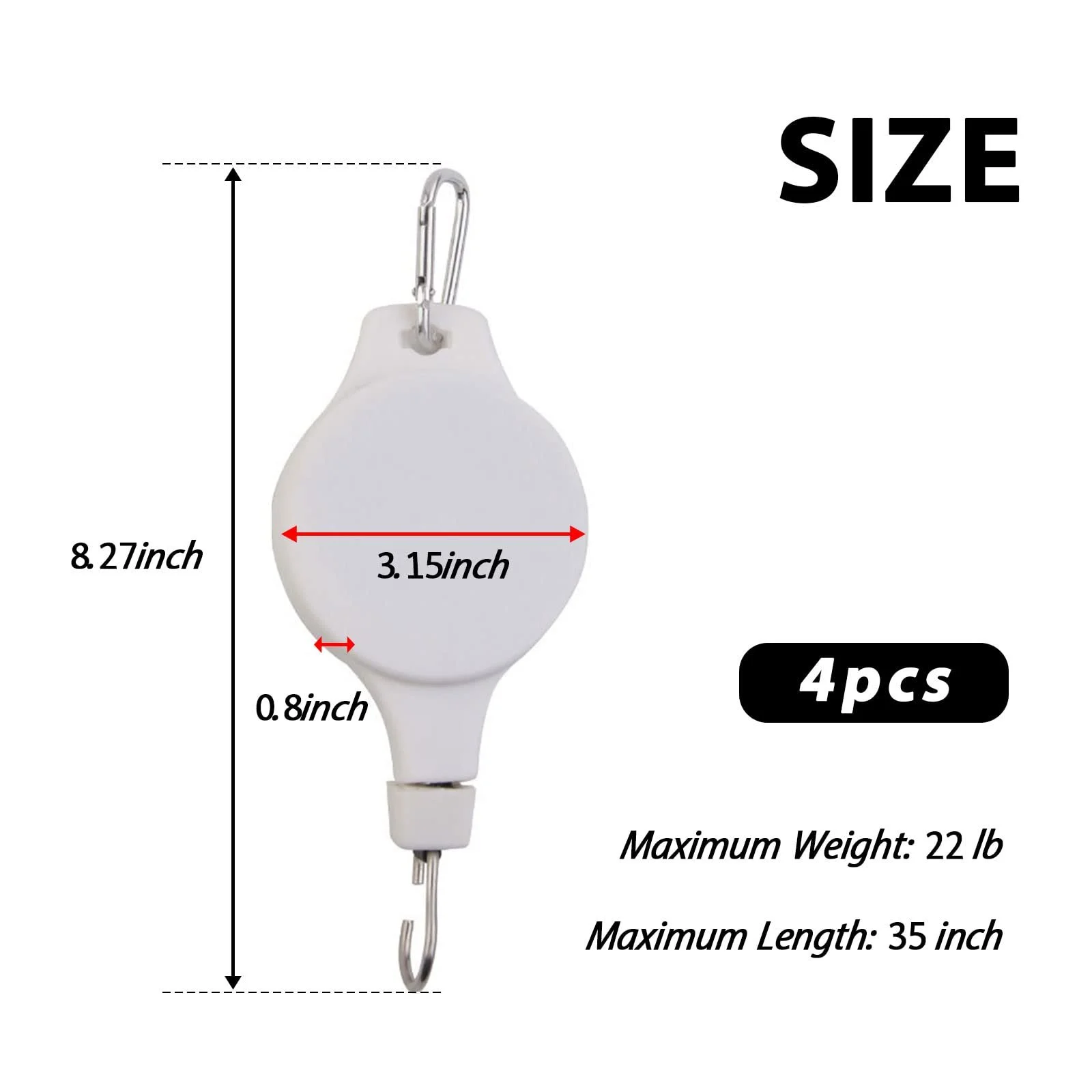 Подвесы для растений с роликовым механизмом 4 шт. Регулируемые Белые, фото №2