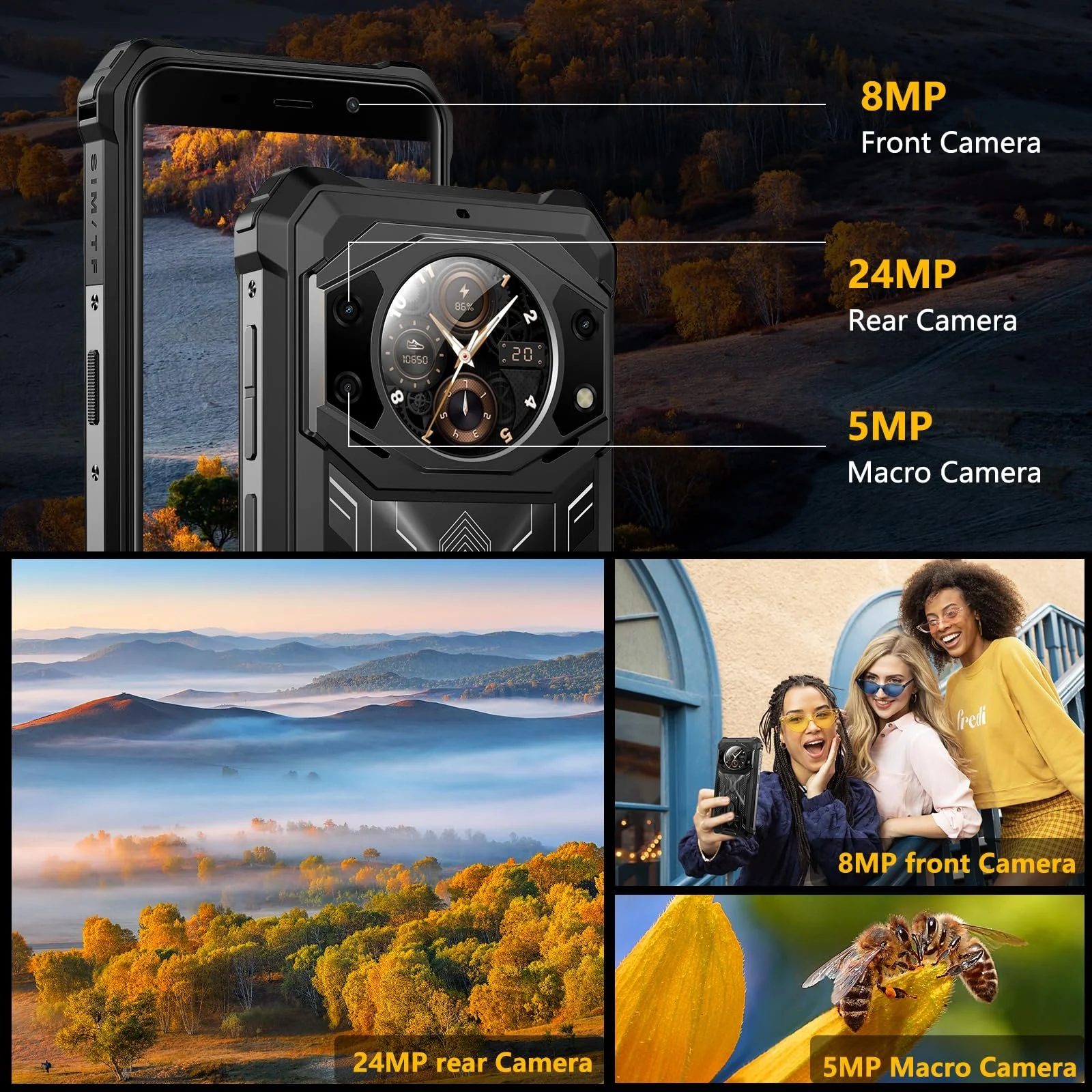 Захищений смартфон FOSSiBOT F101 Pro 15GB (8+7)+128GB 10600mAh Black, фото №4