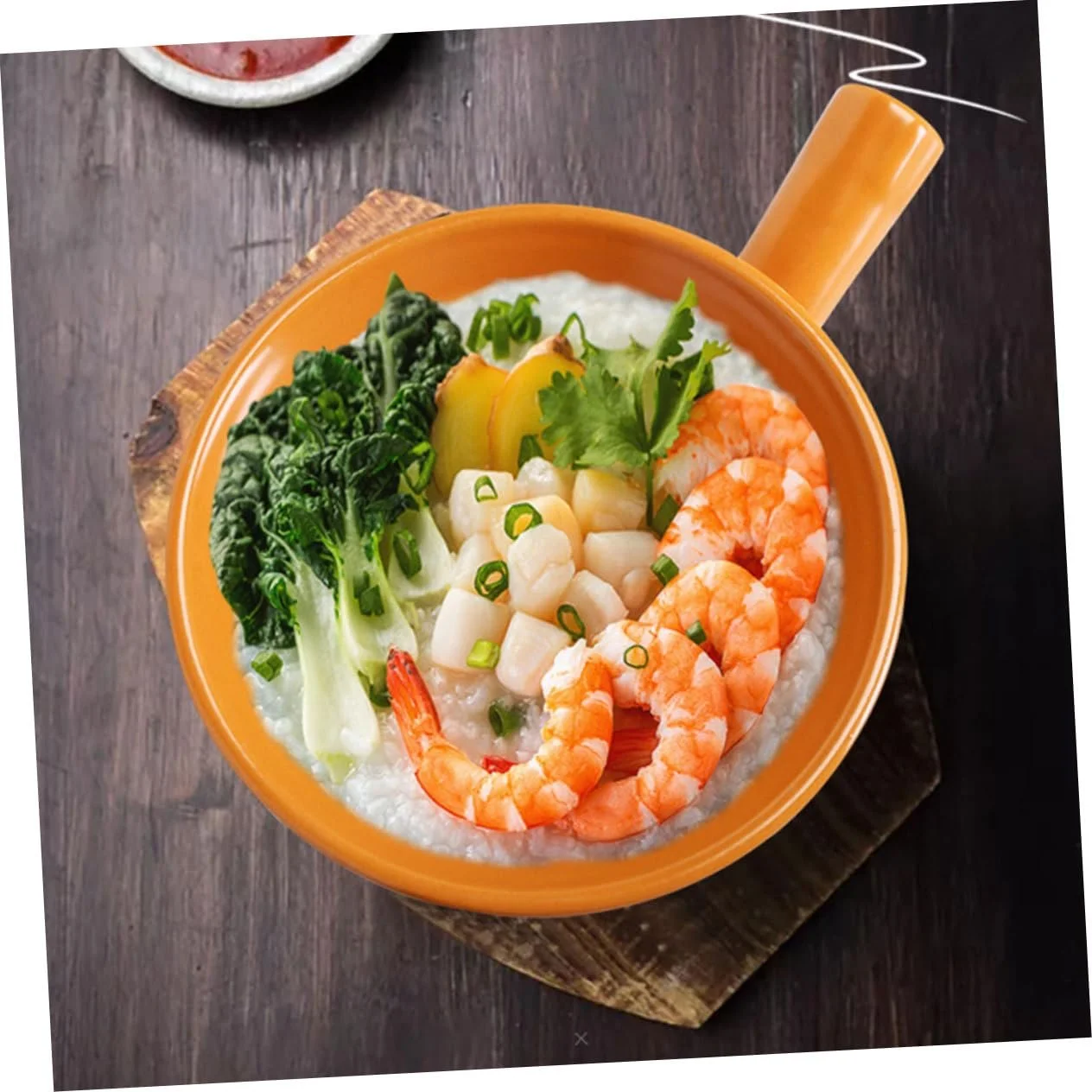 Керамический горшок GALPADA с ручкой термостойкий для микроволновой печи плиты и духовки компактный стильный, фото №4