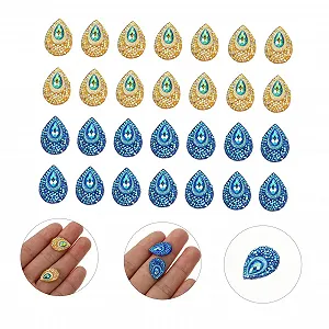 Стразы Капля Hohopeti 18x13мм Желто-синий synthetic.ua - Фото 1