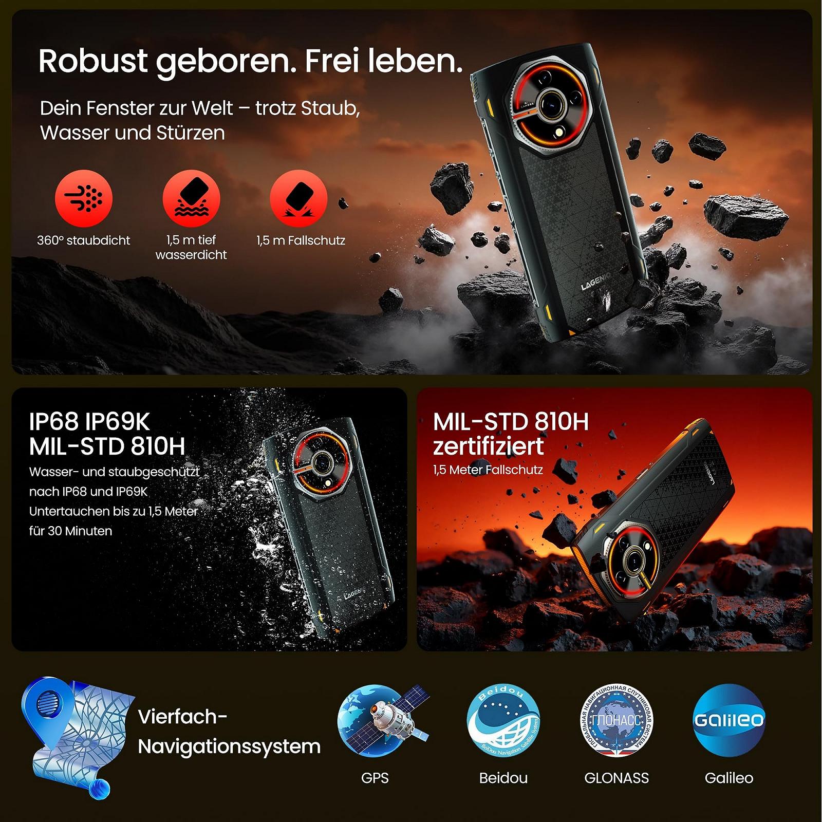 Защищенный мобильный телефон LAGENIO Panther 2 Android 15 12GB + 128GB/1TB 6.7 дюймов HD+ 120Hz 5150 мАч 16MP AI Camera IP68 NFC OTG, фото №9