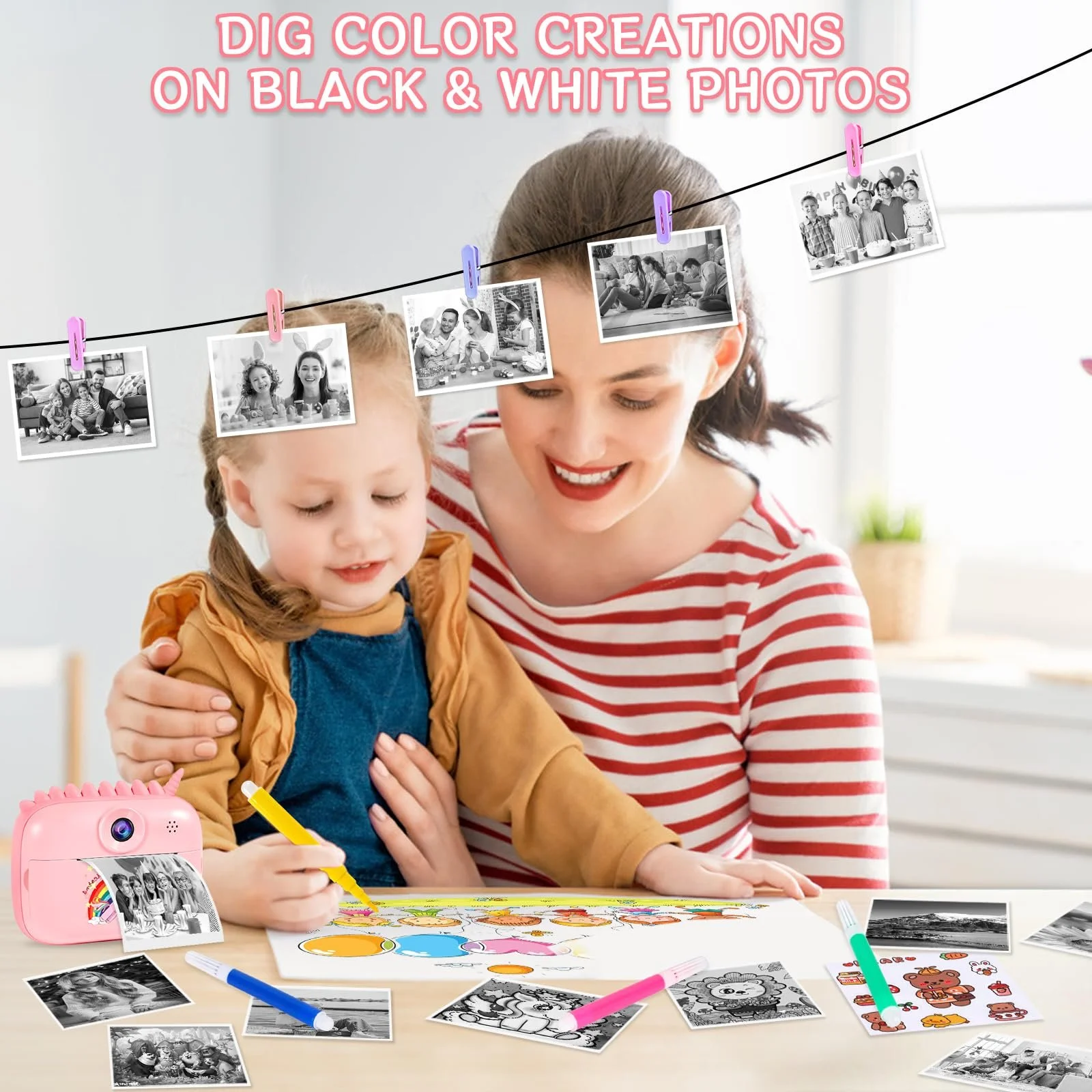 Детская фотокамера мгновенной печати 12MP 2.4" 1080P 32GB Bundle, фото №7