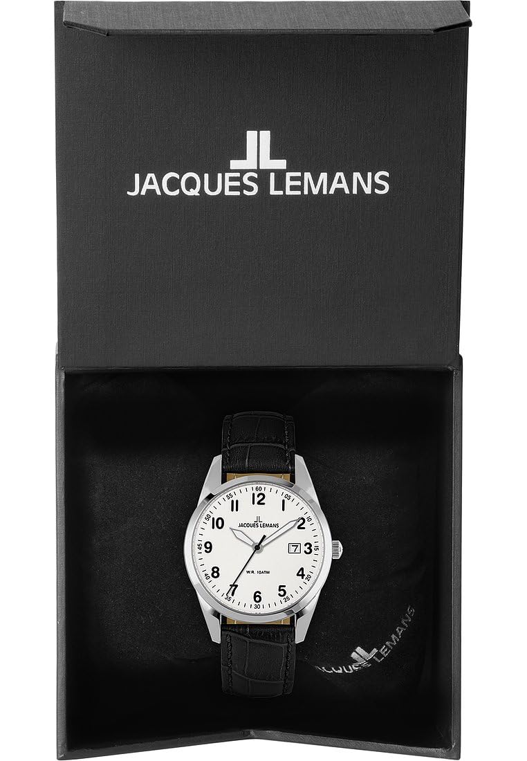 Мужские часы JACQUES LEMANS Кожаный ремешок Цельная нержавеющая сталь 1-2002B Черный, Ремешок, фото №3 Мужские часы JACQUES LEMANS Кожаный ремешок Цельная нержавеющая сталь 1-2002B Черный, Ремешок, фото №3
