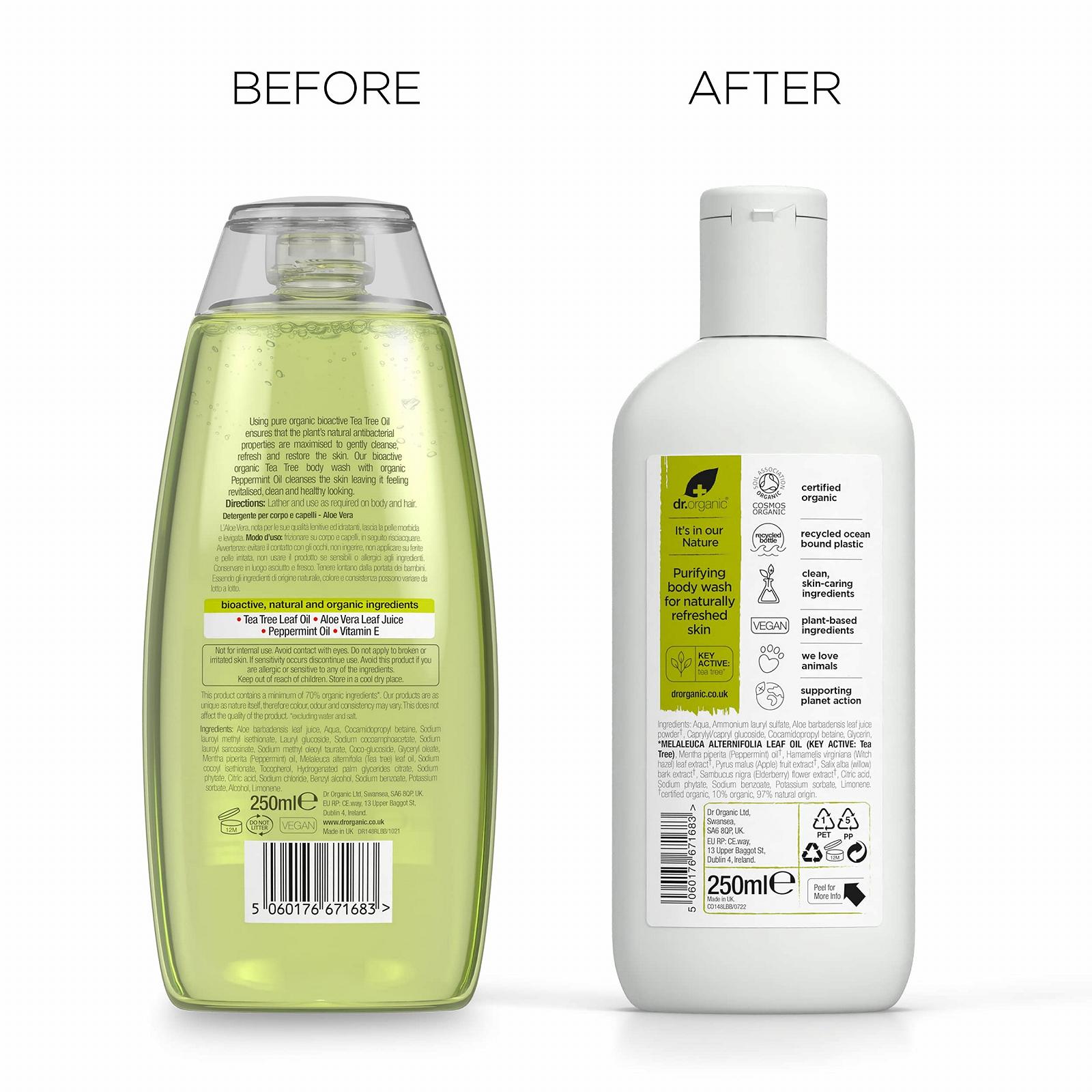 Гель для душа Dr Organic Tea Tree Body Wash Gel натуральный веганский 250 мл (2 шт. в упаковке), фото №7